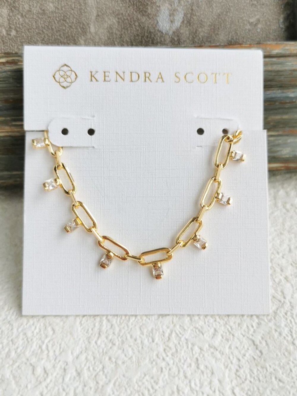 Kendra Scott ❤️ Lindy Gold White CZ Crystal Chain Necklace